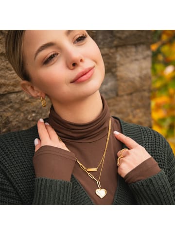 Adeliás Damen Halskette mit Anhänger – Herz aus Edelstahl in gold