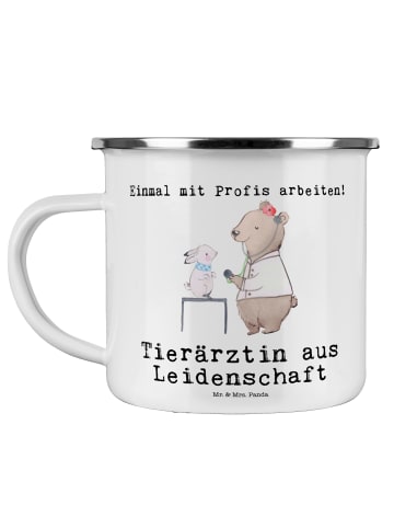 Mr. & Mrs. Panda Camping Emaille Tasse Tierärztin Leidenschaft m... in Weiß