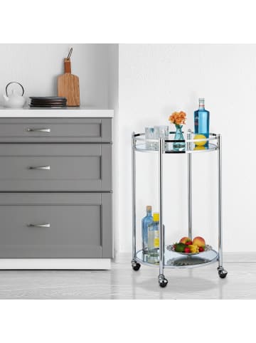 Servierwagen in Silber - (H)75 x Ø 50 cm