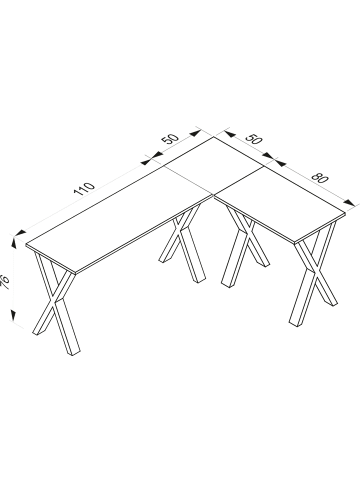 VCM  X Schreibtisch Eckschreibtisch L Form 160x130x50 in Schwarz / Weiß