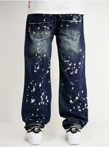 DADA Loose Fit Jeans mit Splatters und Dada Stitching in Blau