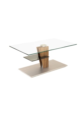 58 aufm Kessel COUCHTISCH eckig Catreen 100x60x47 höhenverstellbar Wildeiche/Klarglas