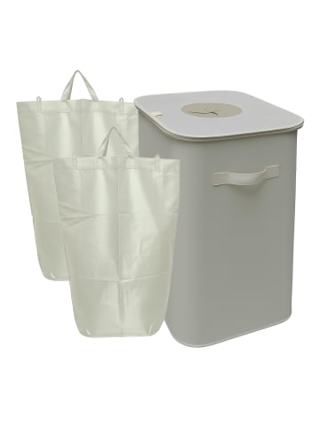 relaxdays Pfandflaschen-Sammelbehälter in Beige - 100 l