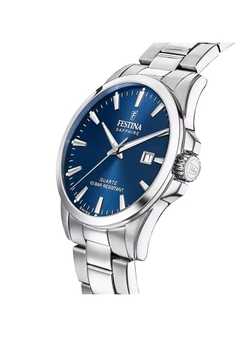 Festina Herrenuhr Stahl/Blau mit Saphirglas