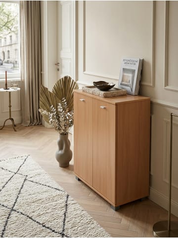 KADIMA DESIGN Schuhschrank-Kommode, bis 12 Paar Schuhe, 2 Türen, 3 Einlegeböden in Braun