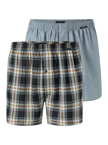 Schiesser Boxershorts Web in Grau / schwarz / ocker
