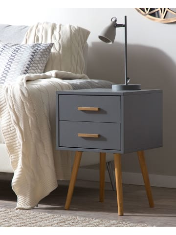 Beliani Nachttisch ALABAMA in Grau/Braun - (W) 40 x (H) 62 x (L) 40 cm