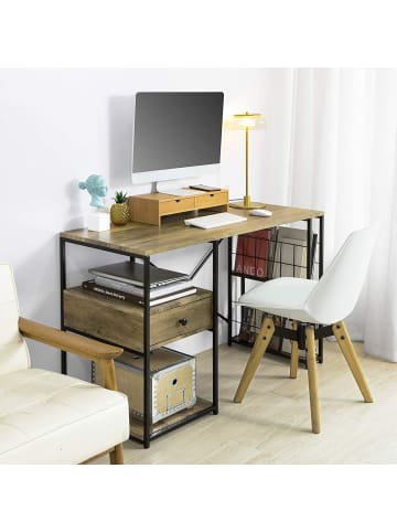 SoBuy Schreibtisch in Braun und Schwarz - (B)118 x (H)75 x (T)48cm