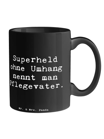 Mr. & Mrs. Panda Tasse Spruch Pflegevater Held mit Spruch in Schwarz