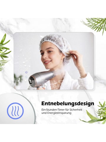 COSTWAY Spiegel mit LED-Beleuchtung in Silber