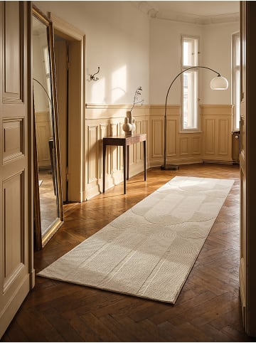 KADIMA DESIGN KASOS Kurzflorteppich Creme 80x150 Geometrisch Polyester Waschbar in Creme