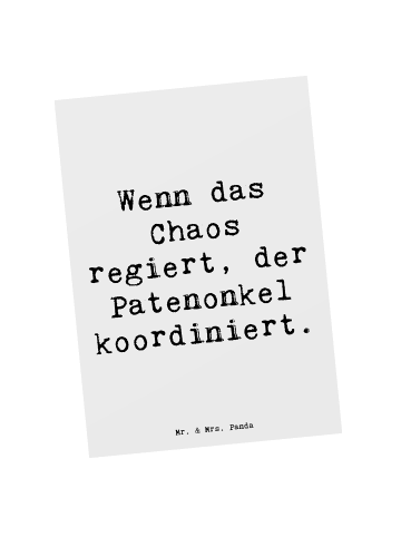 Mr. & Mrs. Panda Postkarte Patenonkel Held mit Spruch in Weiß