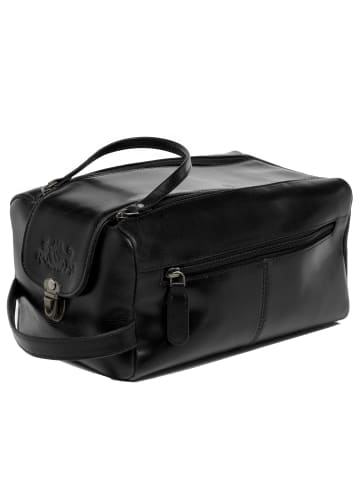 SID & VAIN Leder-Kulturtasche echt Leder Kulturtasche groß schwarz BRISTOL in schwarz