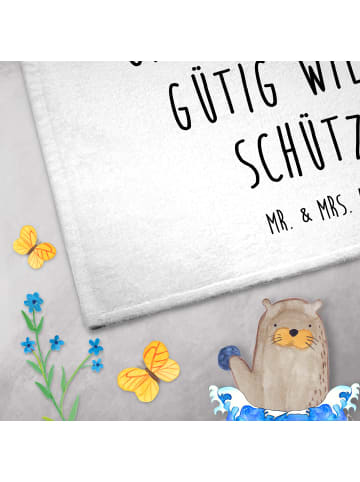Mr. & Mrs. Panda Handtuch Sternzeichen Schütze mit Spruch in Weiß