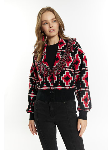 IZIA Damen Cardigan in SCHWARZ WEISS ROT