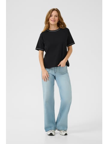 Kaffe T-shirt KAjamie Loose fit in Black Deep W. White Contrast