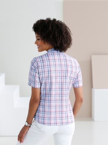 Sieh an! Baumwollbluse in jeansblau-kariert