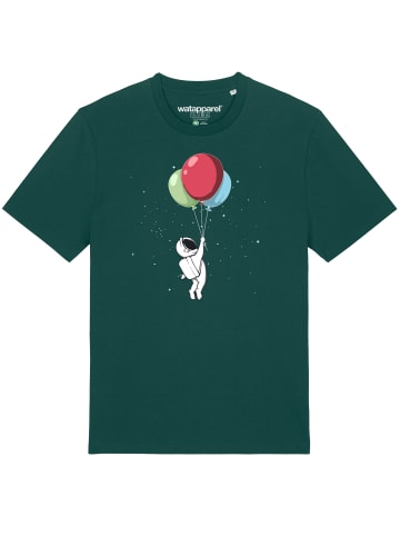 wat? Apparel T-Shirt Little Balloon Astronaut in Dunkelgrün