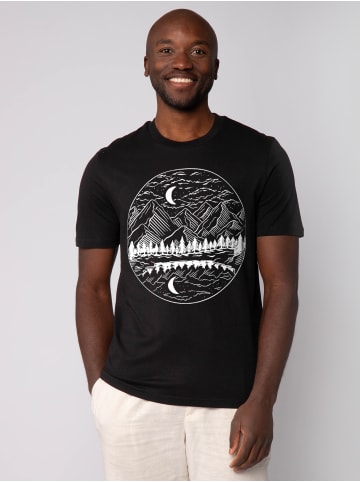 wat? Apparel T-Shirt Mountains by night in Schwarz