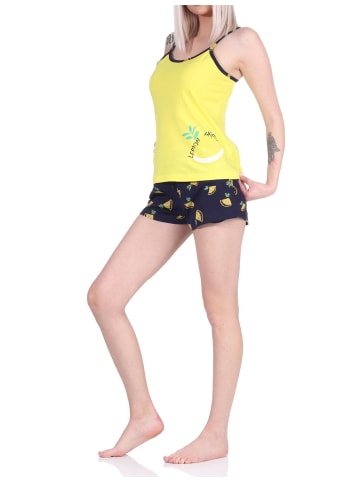 NORMANN ärmellose Schlafanzug Shorty Pyjama Zitronen - 72990 in gelb