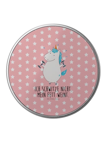 Mr. & Mrs. Panda zuckerdose Einhorn Fitness mit Spruch in Rot Pastell