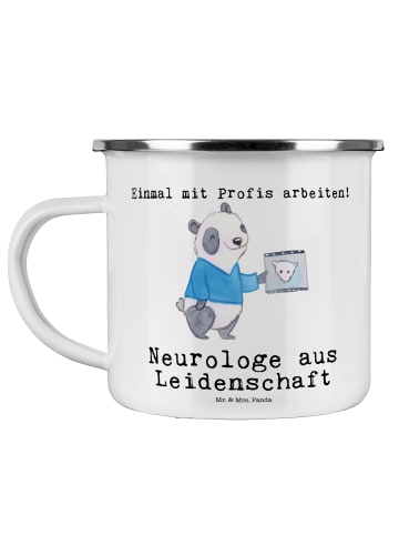 Mr. & Mrs. Panda Emaille Tasse Neurologe Leidenschaft mit Spruch in Weiß