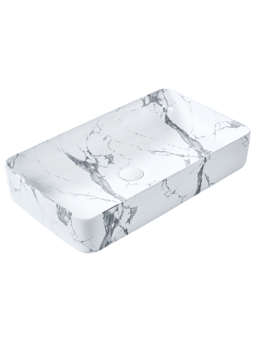 Beliani Waschbecken IPALA in Weiß - (W) 62 x (H) 11 x (L) 35 cm