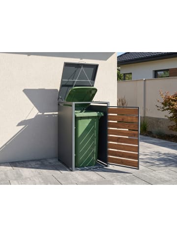 Beliani Mülltonnenbox POLICORO in Grau/Braun - (W) 69 x (H) 116 x (L) 80 cm