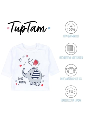 TupTam Unisex Baby Langarmshirt mit Spruch Aufdruck 3er Set in beige