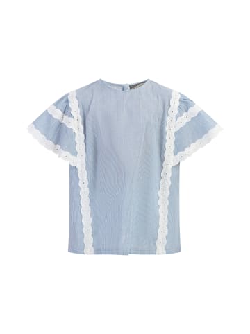 DreiMaster Mädchen Blusenshirt in Hellblaue Dünne Streifen