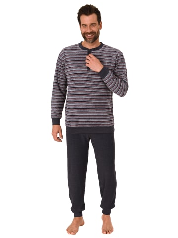 NORMANN Frottee Pyjama Schlafanzug Bündchen Streifen - 67663 in rot