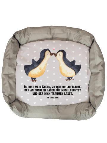 Mr. & Mrs. Panda Hundekörbchen Pinguin Liebe mit Spruch in Grau Pastell