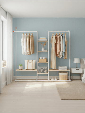 SONGMICS HOME Kleiderständer Zina in Beige-Weiß - (B)163.6 x (H)175.3 x (T)33.8 cm