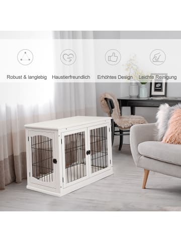 Pawhut Hundekäfig Weiß L58,5 x B81 x H66 cm