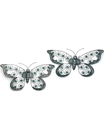 kobolo 2tlg. Set Dekofigur BUTTERFLY in Grau