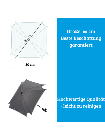 fillikid Sonnenschirm XL Exklusiv Sonnenschutz für Kinderwagen & Buggy in Grau