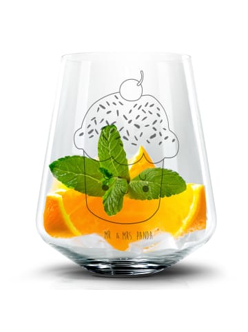 Mr. & Mrs. Panda Blümchentail Glas Cupcake ohne Spruch in Transparent