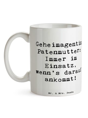 Mr. & Mrs. Panda Tasse Geheimagentin Patenmutter mit Spruch in Weiß