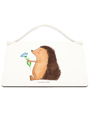 Mr. & Mrs. Panda Schild Igel Blumen ohne Spruch in Weiß