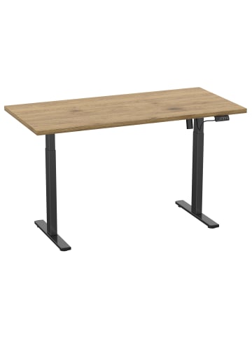 VCM  Schreibtisch Lona elektrisch verstellbar 110 x 80 in Schwarz / Honig-Eiche