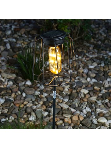 MARELIDA LED Solarleuchte Gitter Optik Gartenstecker in schwarz - H: 49,5cm