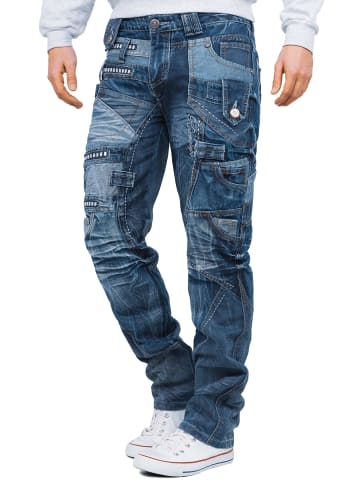 KOSMO LUPO Herren Regular Fit Jeans Stonewashed in Blue