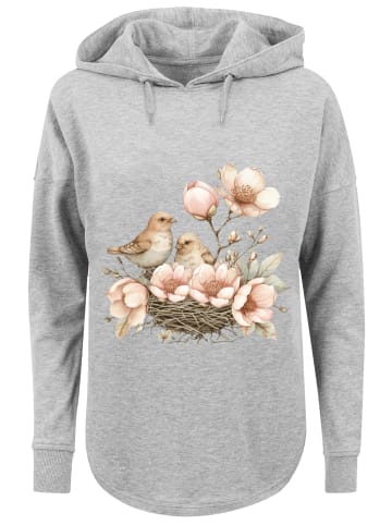 F4NT4STIC Oversized Hoodie Vogelnest Blumen in grau