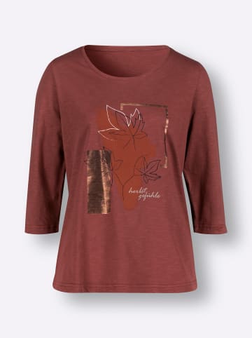 WITT WEIDEN Shirt in rotbraun-marine-bedruckt