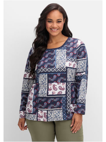 sheego Langarmshirt in hellgrau gemustert