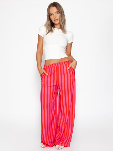 SASSYCLASSY Gestreifte Hose mit weitem Bein in Pink