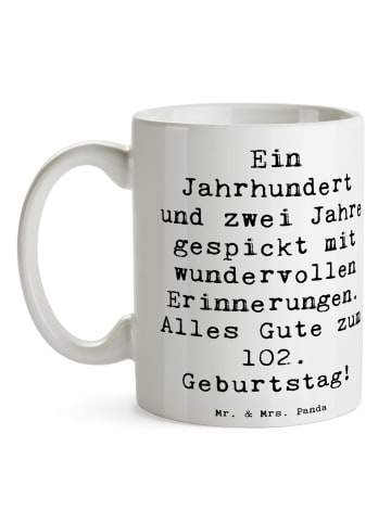 Mr. & Mrs. Panda Kakaobecher Spruch 102. Geburtstag mit Spruch in Weiß