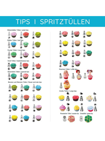 Wenburg Torten-Dekoratiosset 75er-Set Spritztüllen Zubehör Silber