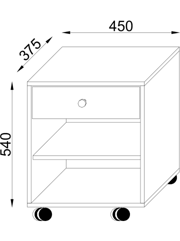 VCM  Holz Rollcontainer Bürocontainer Schublade Salda in Schwarz