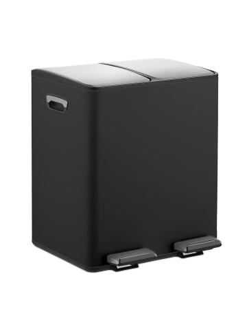 relaxdays Mülleimer in Schwarz/ Silber - 2x 15 Liter